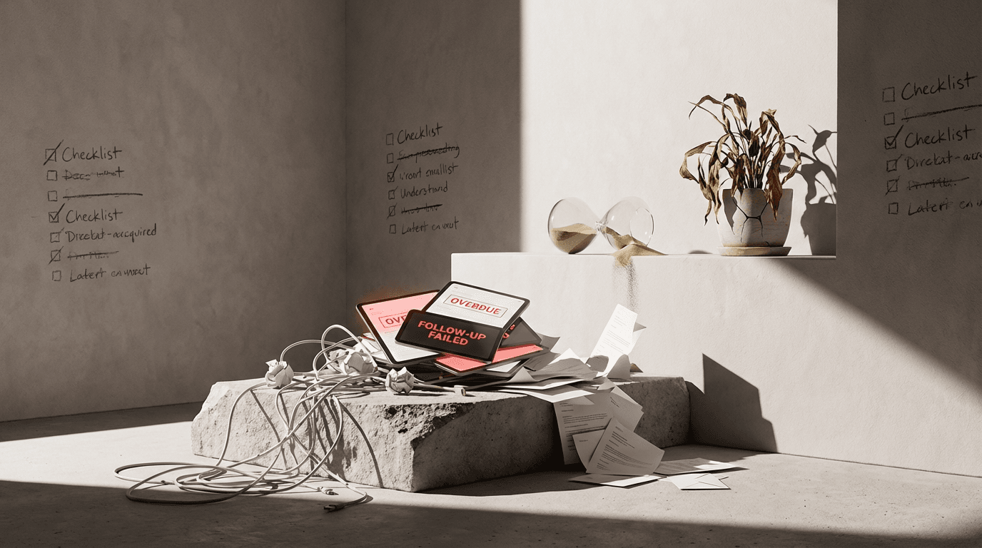 Transaction Coordination Chaos: Email threads, manual follow-ups, and status chasing slow deals and create drop-off risk