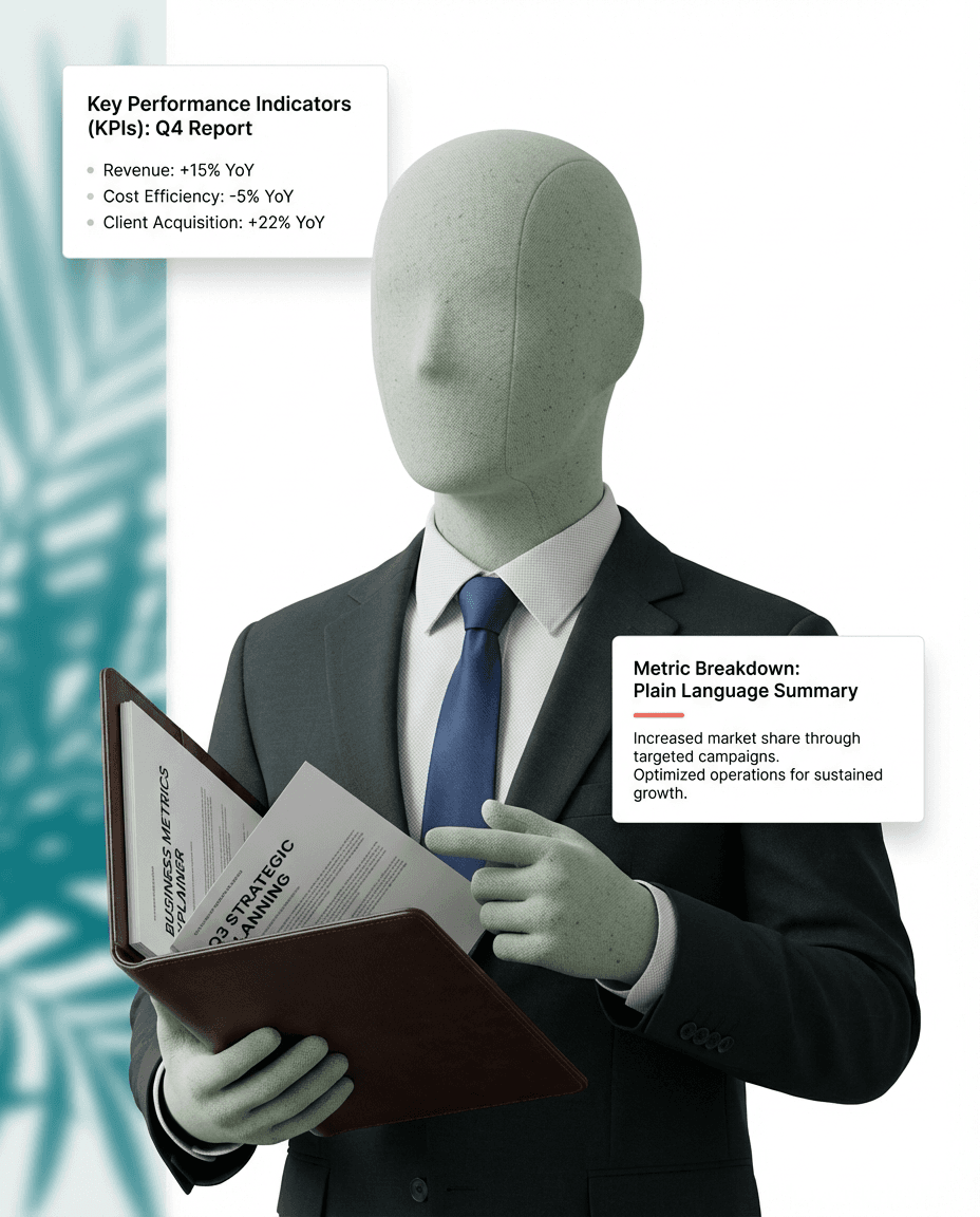 Business Metrics Explainer - Translate complex KPIs into plain language